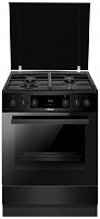 Плита комбинированная Hansa FCMM693291 (Чёрный / духовка - 77 л / 4 газовые конфорки / чугунная решетка / электроподж. / газконтроль)