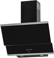 Вытяжка наклонная KRONA IRIDA 600 black PB (863 м³/ч / 125 Вт / LED освещение 2x3 Вт / ширина - 59.6 см / чёрное стекло)