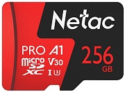 Память micro Secure Digital Card 256Gb class10 V30 UHS I U3 Netac / c адаптером SD [NT02P500PRO-256G-R] 