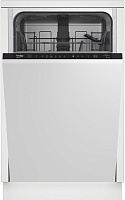 Машина посудомоечная встраиваемая 45 см Beko BDIS16020 (10 комплектов / 2 полки / расход воды - 9,5 л / Луч на полу / А++)