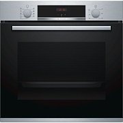 Духовой шкаф Bosch HBA534ES0 (Serie4 / 71 л / до 275 °C / Нерж.сталь + чёрное стекло / Гриль / съемные направл. / EcoClean Direct (задняя стенка) / A) Серебристый