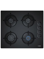 Поверхность газовая Bosch POP6B6B10 (Serie 2 / чёрная / закалённое стекло / стальные решетки)