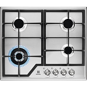 Поверхность газовая Electrolux CGS6436BX (Slimline 600 / Нерж. сталь /чугун. решетки / 4 конфорки (1,9/1,0/1,9/WOK4,0 кВт) /газконтроль/электроподжиг) Нержавеющая сталь