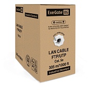 Кабель SFTP 4 пары кат.5e ExeGate медь, 24AWG, экран, бухта 305м, серый, PVC 