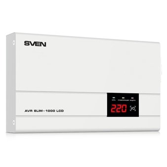 Стабилизатор SVEN AVR SLIM-1000 LCD 1000ВА/800Вт Выходные розетки, шт 1 × CEE7/4 (евророзетка)