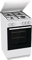 Плита газовая Gorenje GG5A14WJ (G400 / Белая / духовка - 70 л / 4 газовые конфорки / эмал. решетки / метал. крышка / газ-контроль / электроподж.)