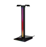 Подставка для наушников Aula F65 LED USB хаб: 1* USB-C 2.0, 3,5 мм AUX (аудио+микрофон), USB-A 2.0 Чёрный