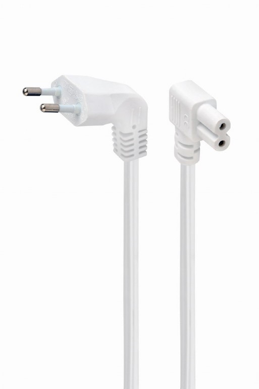 Кабель питания CEE 7/16 - IEC 320 C7 GEMBIRD (PC-184L-VDE-2.5M-W), сечение 0.75 кв.мм, ток до 10 А, угловые разъемы, белый, длина - 2.5 метра
