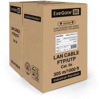 Кабель FTP 4 пары кат. 5е ExeGate CCA, 24AWG, экран, бухта 100м, серый, PVC 