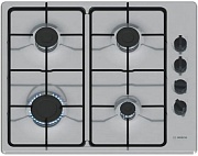 Поверхность газовая Bosch PBP6B5K80 (Serie2 / нерж. сталь / эмал. решетки / 4 конфорки (1,75/1,0/1,75/3,0кВт) / электроподжиг / газконтр.)