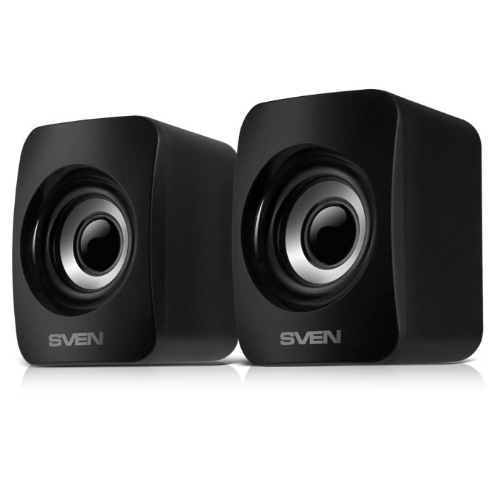 Колонки 2.0 SVEN 130 / 6W / USB-питание / Регулировка громкости на кабеле / Чёрный / корпус - пластик