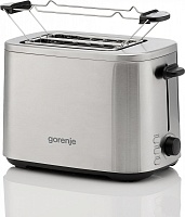 Тостер Gorenje T800DS (800 Вт/ тостов - 2/ подогрев, размораживание, решетка для подогрева булочек, поддон для крошек/ нерж. сталь) 