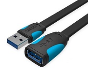 Удлинитель USB 3.0 AM - USB 3.0 AF Vention (VAS-A13-B300), розетка-вилка, скорость передачи до 5 Гбит/с, длина - 3 метра
