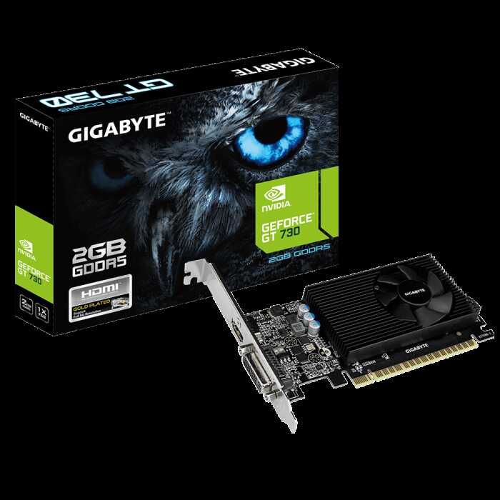 Видеокарта Gigabyte GeForce GT 730 2GB DDR5 (GV-N730D5-2GL) 902/5000MHz  DVI,  HDMI