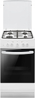 Плита газовая Hansa FCGW510554 (Белая / духовка - 70 л / 4 газовые конфорки / чугун. решетки / металл. крышка / газконтроль / эл. поджиг)