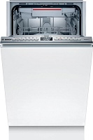 Машина посудомоечная встраиваемая 45 см Bosch SPV6ZMX01E (Serie6 / 10 комплектов / 3 полки / расход воды - 9,5 л / TimeLight / Home Connect / А++) Белый