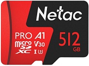 Память micro Secure Digital Card 512Gb class10 V30 UHS I U3 Netac / c адаптером SD [NT02P500PRO-512G-R] 