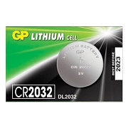 Батарейка BL1 GP Lithium (отрывной блок), CR2032, литиевая, 1 шт, блистер, CR2032-7C5/GP CR2032-2CR5 (цена за 1шт) 