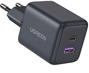 Сетевое зарядное устройство Ugreen X516, (USB/Type-C/3A/30W/PD/QC), Серое (55539)