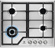 Поверхность газовая Electrolux CGS6436BX (Slimline 600 / Нерж. сталь /чугун. решетки / 4 конфорки (1,9/1,0/1,9/WOK4,0 кВт) /газконтроль/электроподжиг)
