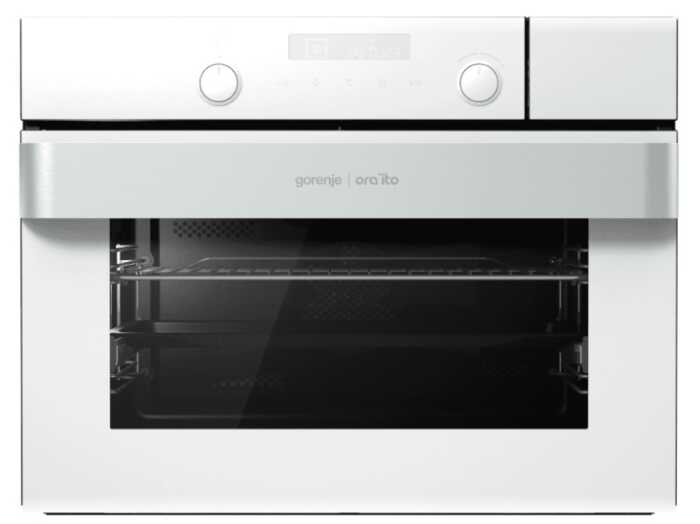 Духовой шкаф компактный пароварка Gorenje BCS547ORAW (Ora-Ito/ белый/ AquaClean/ дисплей IconLED+/ FastPreheat/ HomeMADE/ GentleClose/ Ultra CoolDoor)