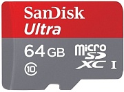 Память micro Secure Digital Card  64Gb class10 SanDisk (БЕЗ УПАКОВКИ) 80MB/s Ultra Android UHS-I без адаптера SD /SDSQUNS-064G-GN3MN/