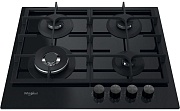 Поверхность газовая Whirlpool AKTL 629/NB1 (Чёрная / 4 конфорки / Чугунные решетки / Закаленное стекло / Электроподжиг / Газ контроль)
