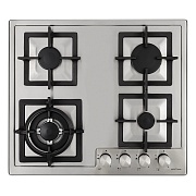 Поверхность газовая KRONA CALORE 60 IX (Нерж.сталь / 4 конфорки /1,7 кВт / 2,6 кВт / 3,8 кВт WOK / 1 кВт / нерж. сталь / чугун. реш.) Нержавеющая сталь