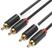 Кабель аудио Vention (2RCA M - 2RCA M) длина 2м. черный