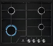 Поверхность газовая Electrolux EGS6424K (Slimline 600 / Черн. эмаль / чугун. решетки / 4 конфорки (1,9/1,0/1,9/WOK4,0 кВт) /газконтроль/электроподжиг)