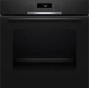 Духовой шкаф Bosch HQG572EB3 (Serie4 / 71 л / до 300 °C / чёрное стекло / Гриль / Телескоп. напр. (x1) / Пиролиз / Steam Add / Air Fry / SoftClose)