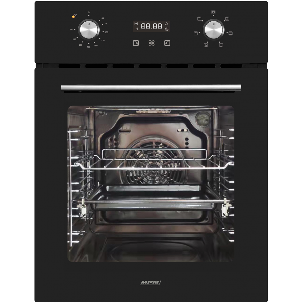 Духовой шкаф MPM MPM-45-BO-22 (узкий 45 см / 50 л / до 240 °C / Чёрное стекло / AquaClean / съемные направляющие / А)