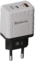 Сетевое зарядное устройство Defender UPA-132, (USB/Type-C/30W/PD/QC), Белое