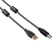 Кабель USB 2.0 Type-A - USB 2.0 Type-B ExeGate (EX-CCF-USB2-AMBM-3.0), 2 фильтра, длина - 3.0 метра, черный
