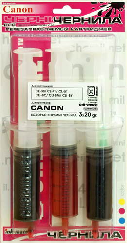 Заправочный комплект для Canon CL-41/51, CLI-8 color 3x20 ml