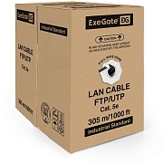 Кабель FTP 4 пары кат.5e ExeGate медь, 24AWG, экран, внеш., без троса, бухта 305м, черный, PE 