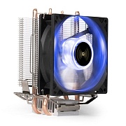 Кулер ExeGate Wizard EXX200-PWM.BLUE (Al+Cu, 2 тепл.трубки, LGA1200/1700), TDP 95W, Fan 90mm, PWM, 800-2400RPM, Hydro bearing, 4pin, 11-24db