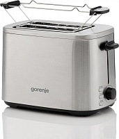 Тостер Gorenje T800DS (800 Вт/ тостов - 2/ подогрев, размораживание, решетка для подогрева булочек, поддон для крошек/ нерж. сталь)