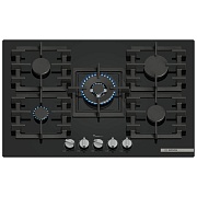 Поверхность газовая Bosch PPQ7A6I40 (Serie6 / Чёрный / чугун. решетки / 5 конфорок(1,75/1,0/1,75/3,0/4,0кВт) / электроподжиг/ газконтр. / FlameSelect)