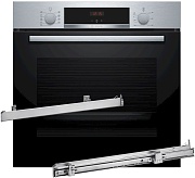 Духовой шкаф Bosch HBA514BS3+HEZ538000 (Serie4 / 71 л / до 275 °C / Нерж. сталь / Гриль / Телескоп. напр. (x1) / Гидролиз / A+)