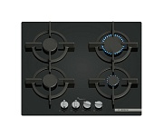 Поверхность газовая Bosch PPP6A6I10 (Serie6 / Чёрное стекло / чугун. решетки / 4 конфорки (1,75/1,0/1,75/3,0кВт) / электроподжиг/ газконтр.) Чёрный
