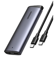 Внешний бокс Ugreen CM767 (35627) M.2NVME Hard Drive Enclosure 10Gbps с кабелем USB-C-USB-C. Цвет: серый заполнить Чёрный