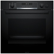 Духовой шкаф с добавлением пара Bosch HRA5380B0 (Serie6 / 71 л / до 275 °C / Черное стекло / Гриль / Каталитич. / резервуар 250 мл / A) Чёрный