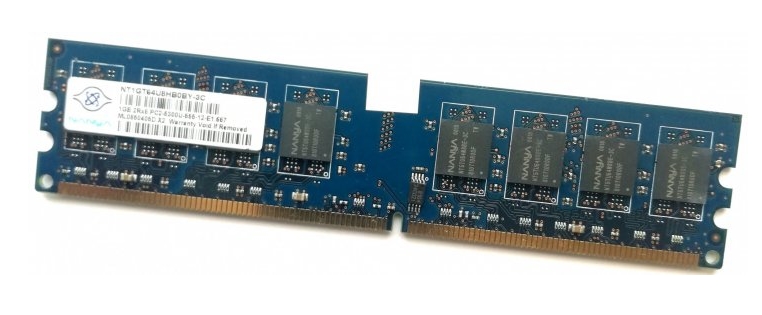 DSP Память Nanya DDR2 1Gb 667MHz PC2 5300U 2R8 CL5 (NT1GT64U8HB0BY-3C)
