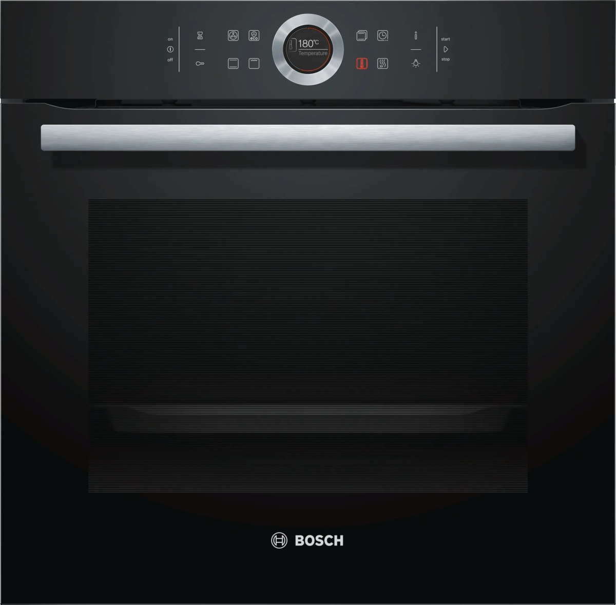 Духовой шкаф Bosch HBG633BB1 (Serie8 / 71 л / до 300 °C / чёрное стекло / Гриль / EcoClean Direct / Таймер EasyClock / A+)