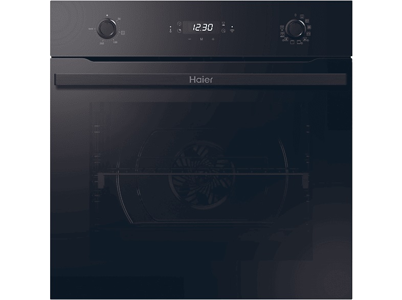 Духовой шкаф Haier HWO60SM2E01BE (I-Direct Series 2 / 70 л / Чёрное стекло / Гриль / Телескоп.напр.(x1) / Гидролиз / Wi-Fi + BLE / SoftClose/ A+)