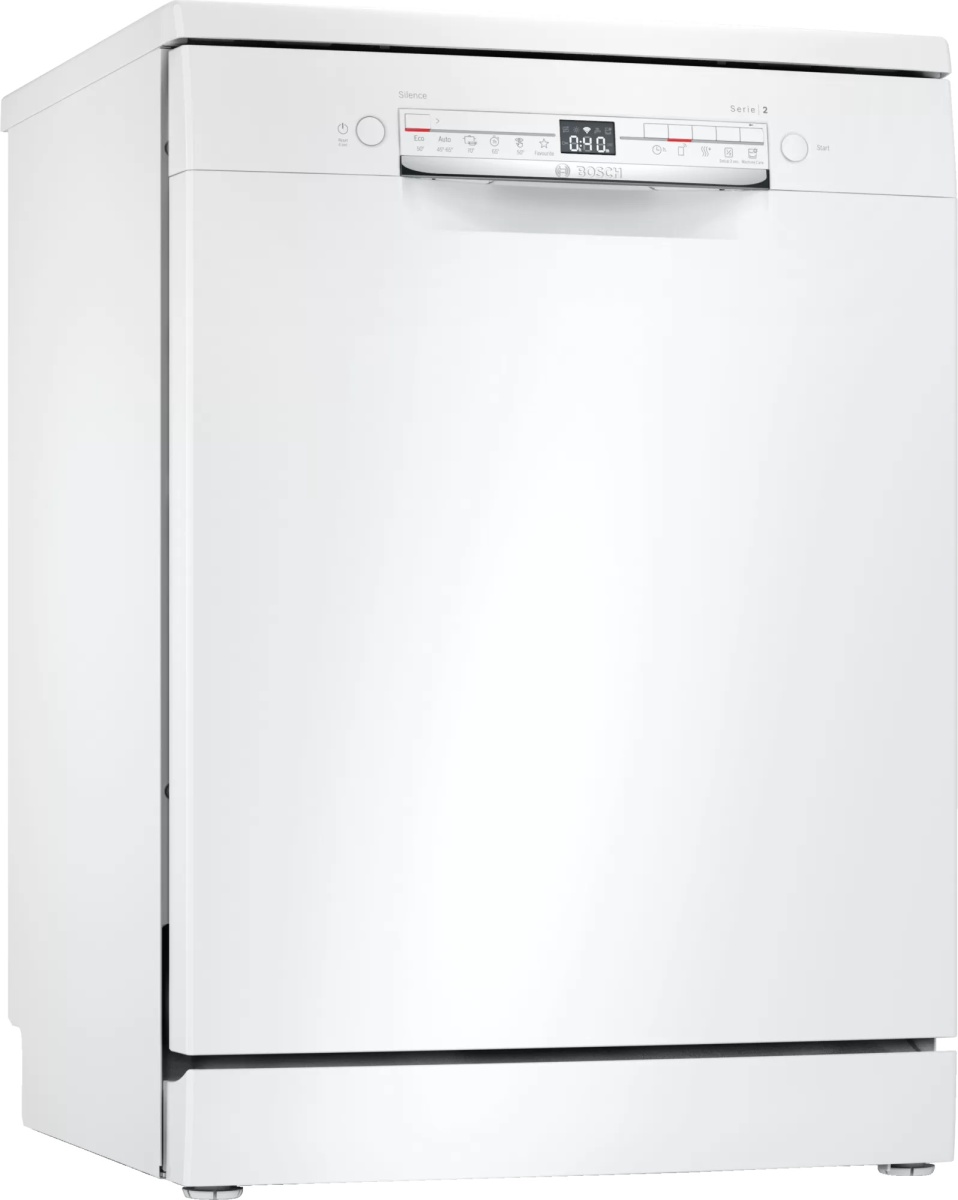 Машина посудомоечная отдельностоящая 60 см Bosch SMS2HTW54E (Serie2 / 12 комплектов / 2 полки / Расход воды - 9,5 л / ExtraDry / Home Connect)