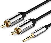 Кабель аудио Vention (3.5mm Jack M - 2RCA M) длина 1.5м. черный