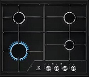 Поверхность газовая Electrolux EGS6424K (Slimline 600 / Черн. эмаль / чугун. решетки / 4 конфорки (1,9/1,0/1,9/WOK4,0 кВт) /газконтроль/электроподжиг) Чёрный