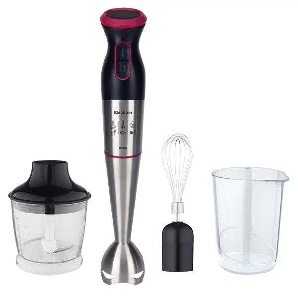 Блендер BLACKTON Bt HB1033SS (1000Вт/ скоростей 2/ венчик, измельчитель, стакан)-0